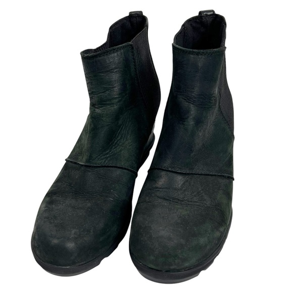 SOREL Joan of Arctic Women's Size 9.5 Black Brushed Leather Wedge Bootie - Picture 2 of 8